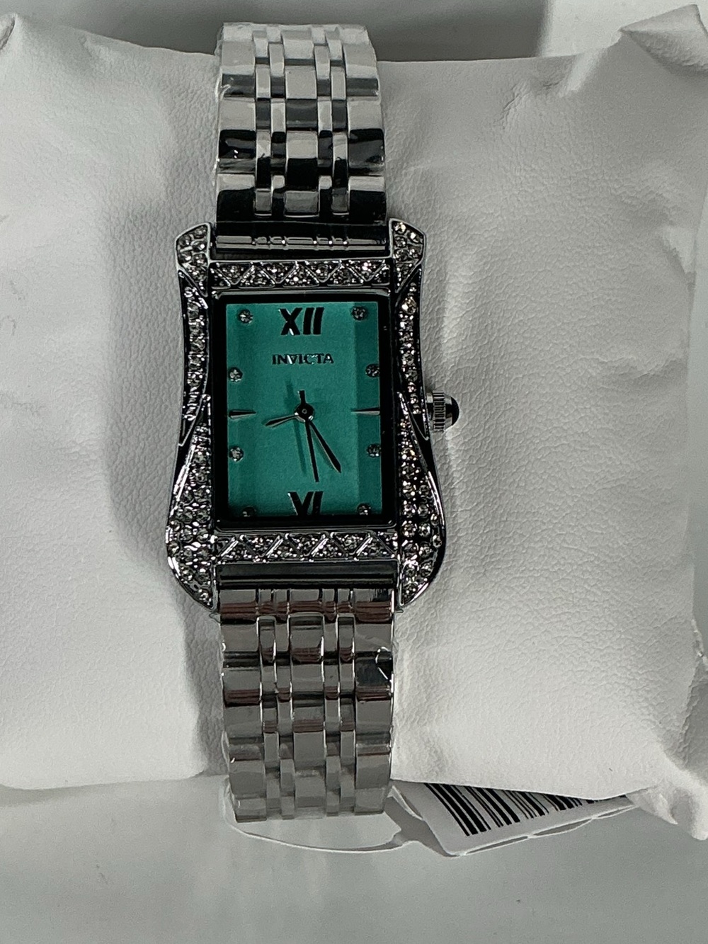 Invicta Women's Silver Bracelet Watch with Turquoise Face Crystal Accents 69280